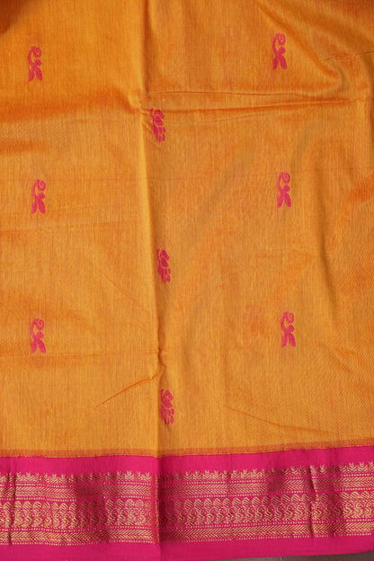 Kalyani Cotton Silk Saree - Yellow and Pink