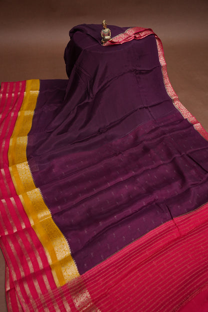 Georgette Crepe Sarees - Deep Brinjal Purple