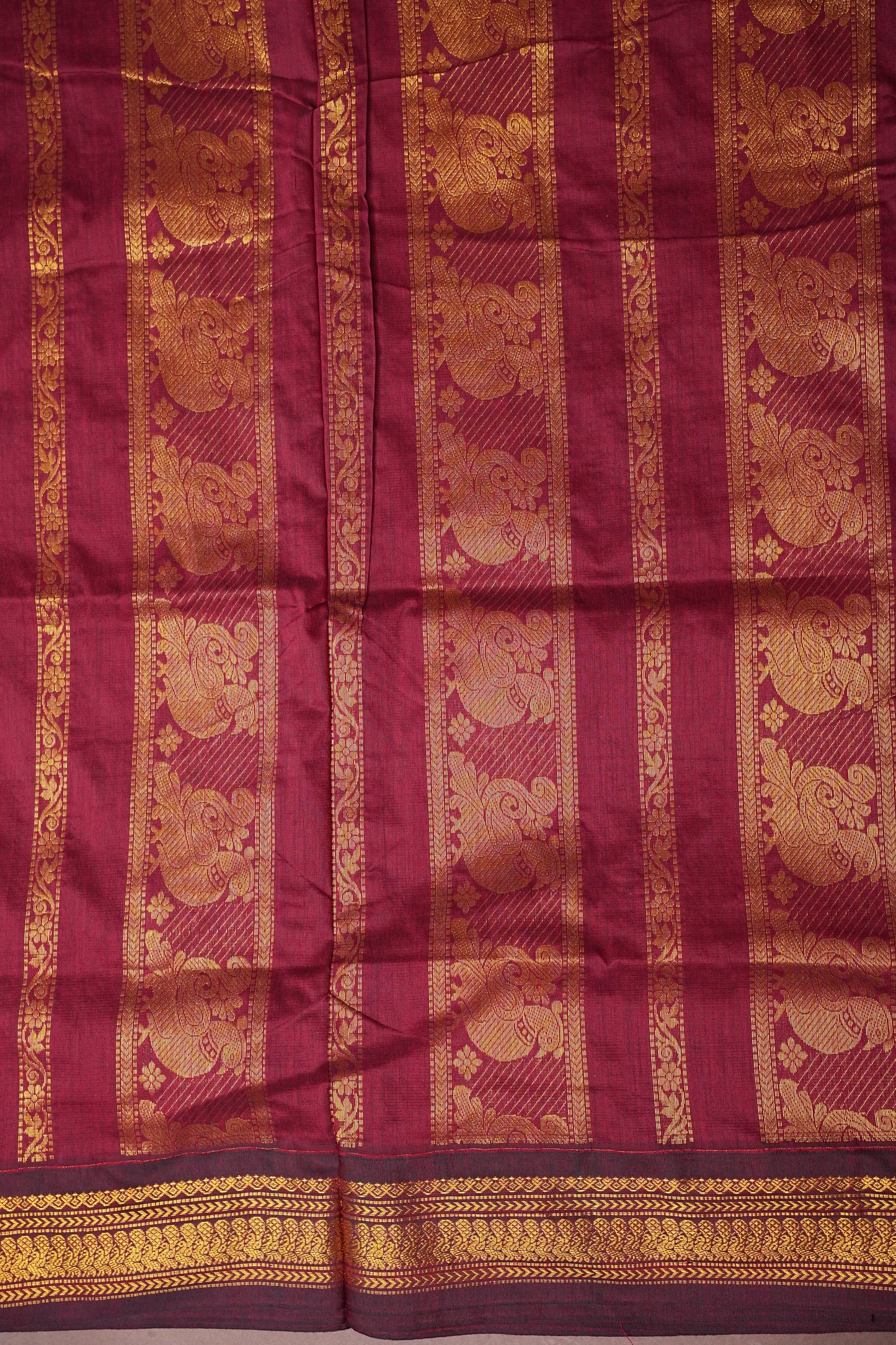 Kalyani Cotton Silk Saree - Orange & Maroon