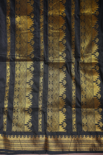 Kalyani Cotton Silk Saree - Grey with Black border