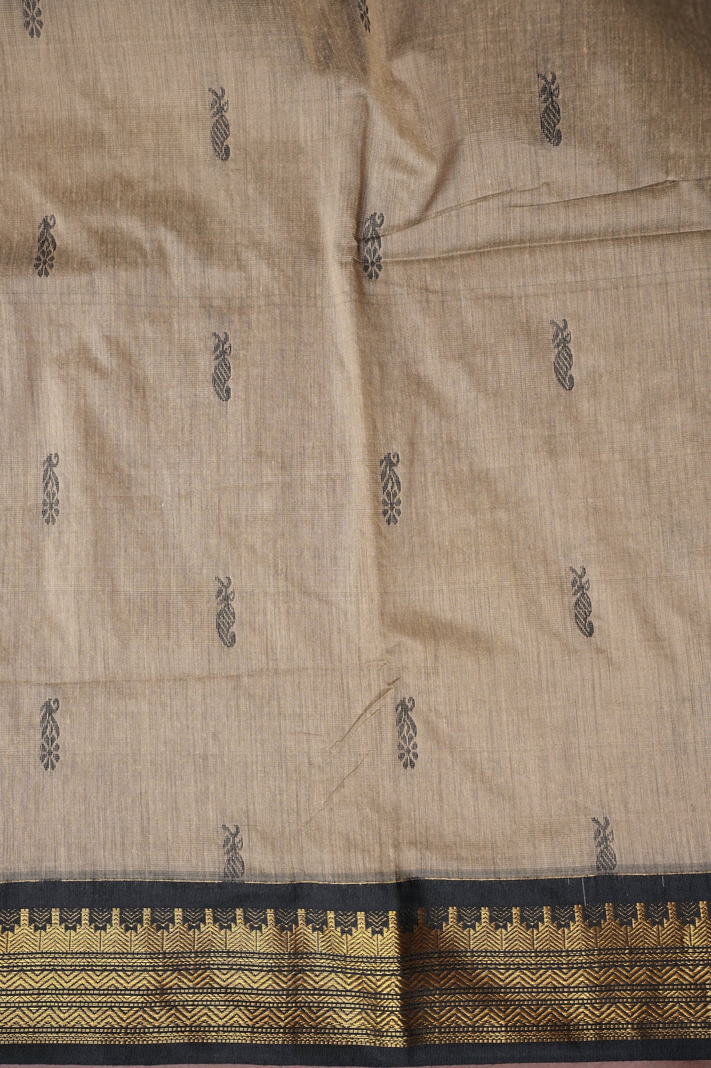 Kalyani Cotton Silk Saree - Grey with Black border