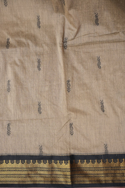 Kalyani Cotton Silk Saree - Grey with Black border