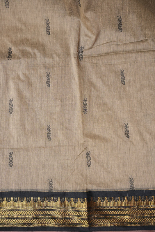 Kalyani Cotton Silk Saree - Grey with Black border