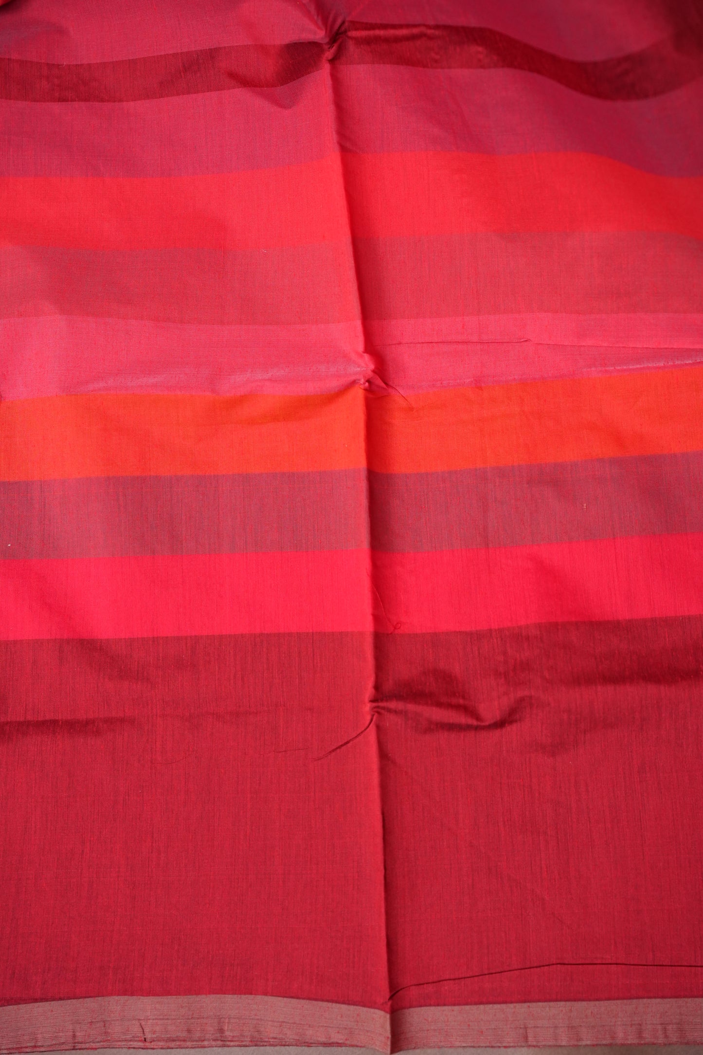 Checkered Cotton Saree - Red