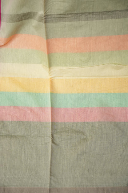 Checkered Cotton Saree - Beige