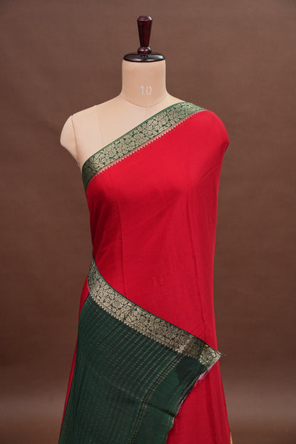 Georgette Crepe Sarees - Deep Red