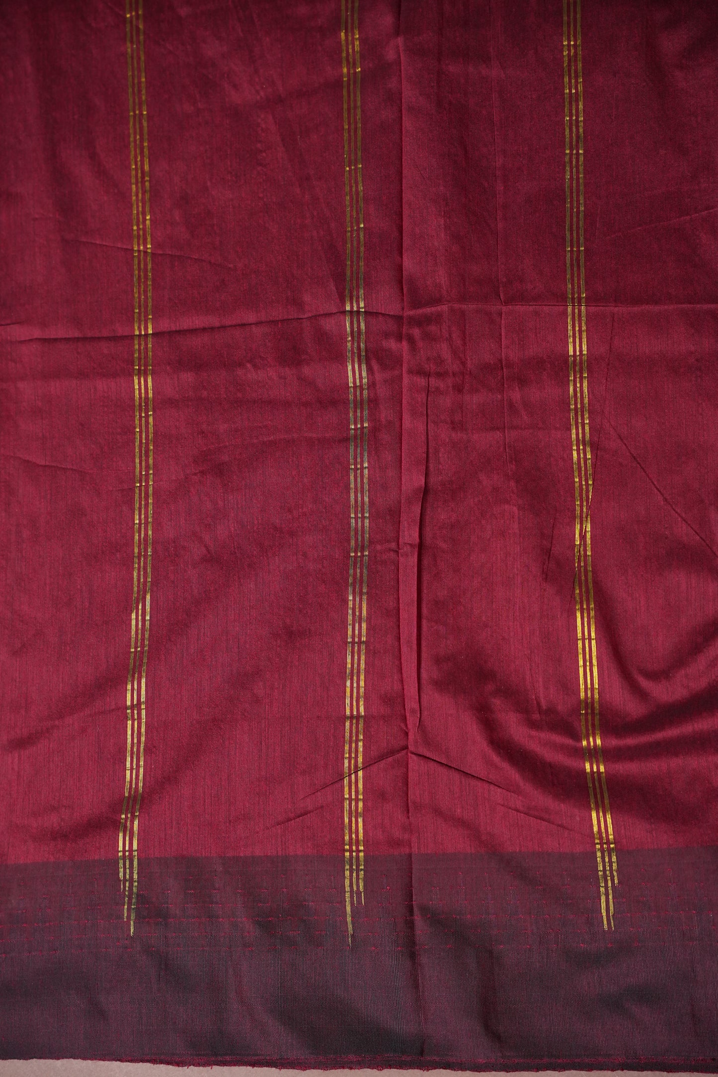 Temple Border Silk Cotton Saree - Green and Maroon