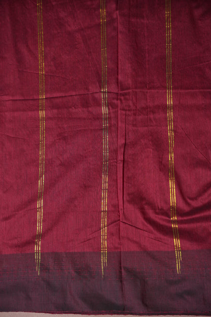 Temple Border Silk Cotton Saree - Green and Maroon