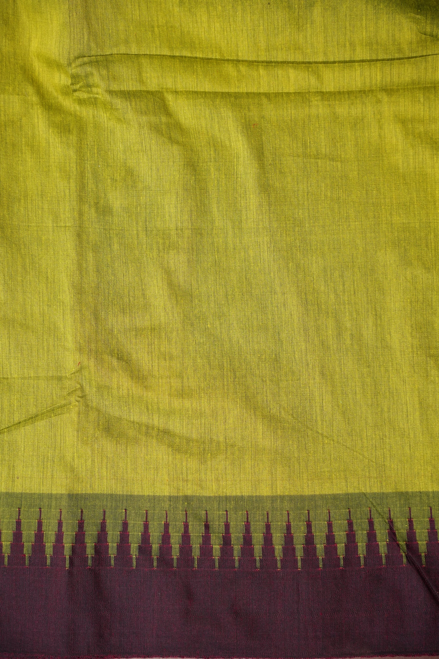 Temple Border Silk Cotton Saree - Green and Maroon