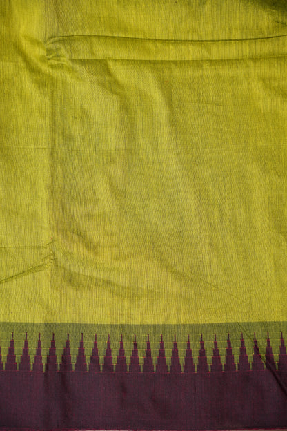 Temple Border Silk Cotton Saree - Green and Maroon