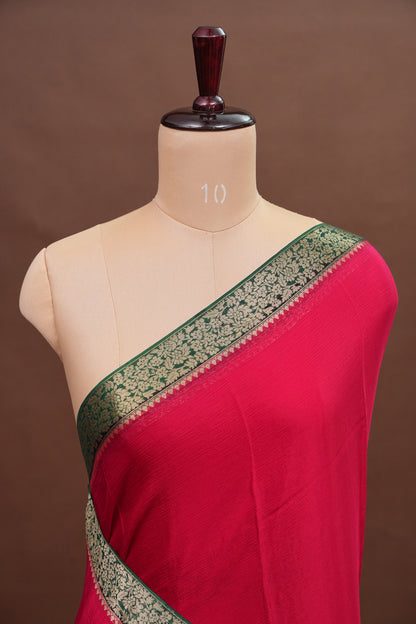 Georgette Crepe Sarees - Rani Pink