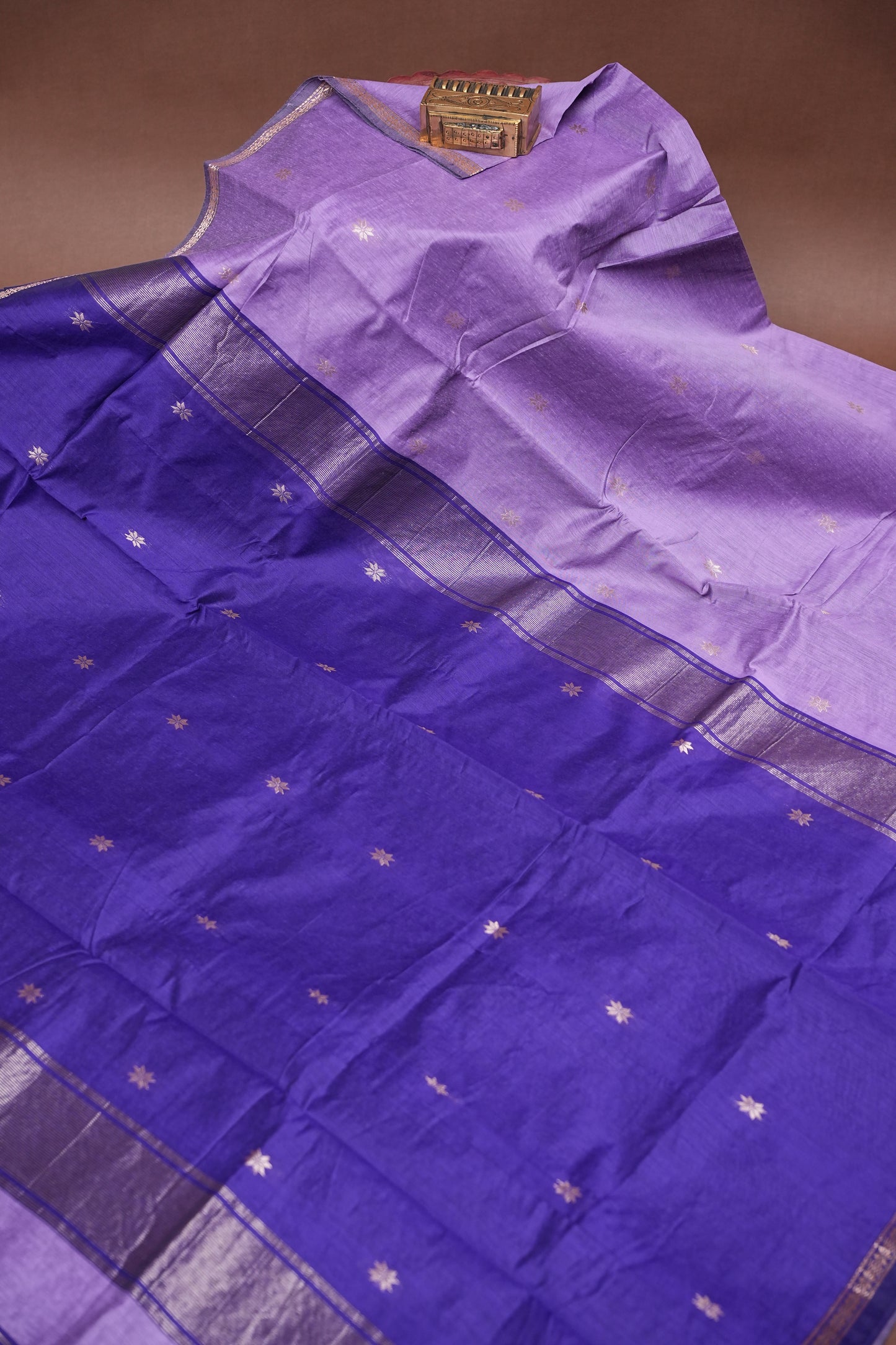 Maheshwari Silk Cotton Saree - Purple