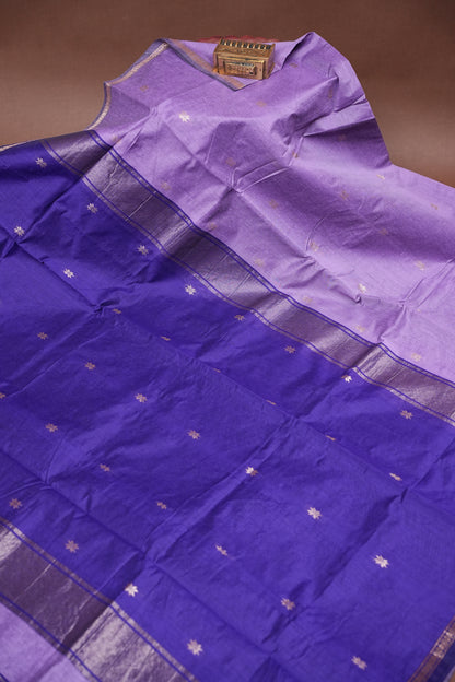 Maheshwari Silk Cotton Saree - Purple