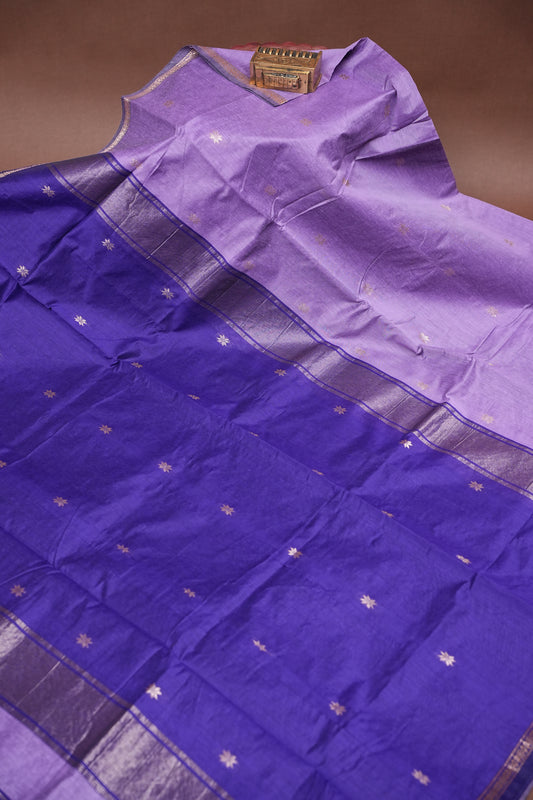 Maheshwari Silk Cotton Saree - Purple
