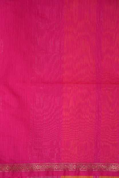 Maheshwari Silk Cotton Saree - Yellow and Pink