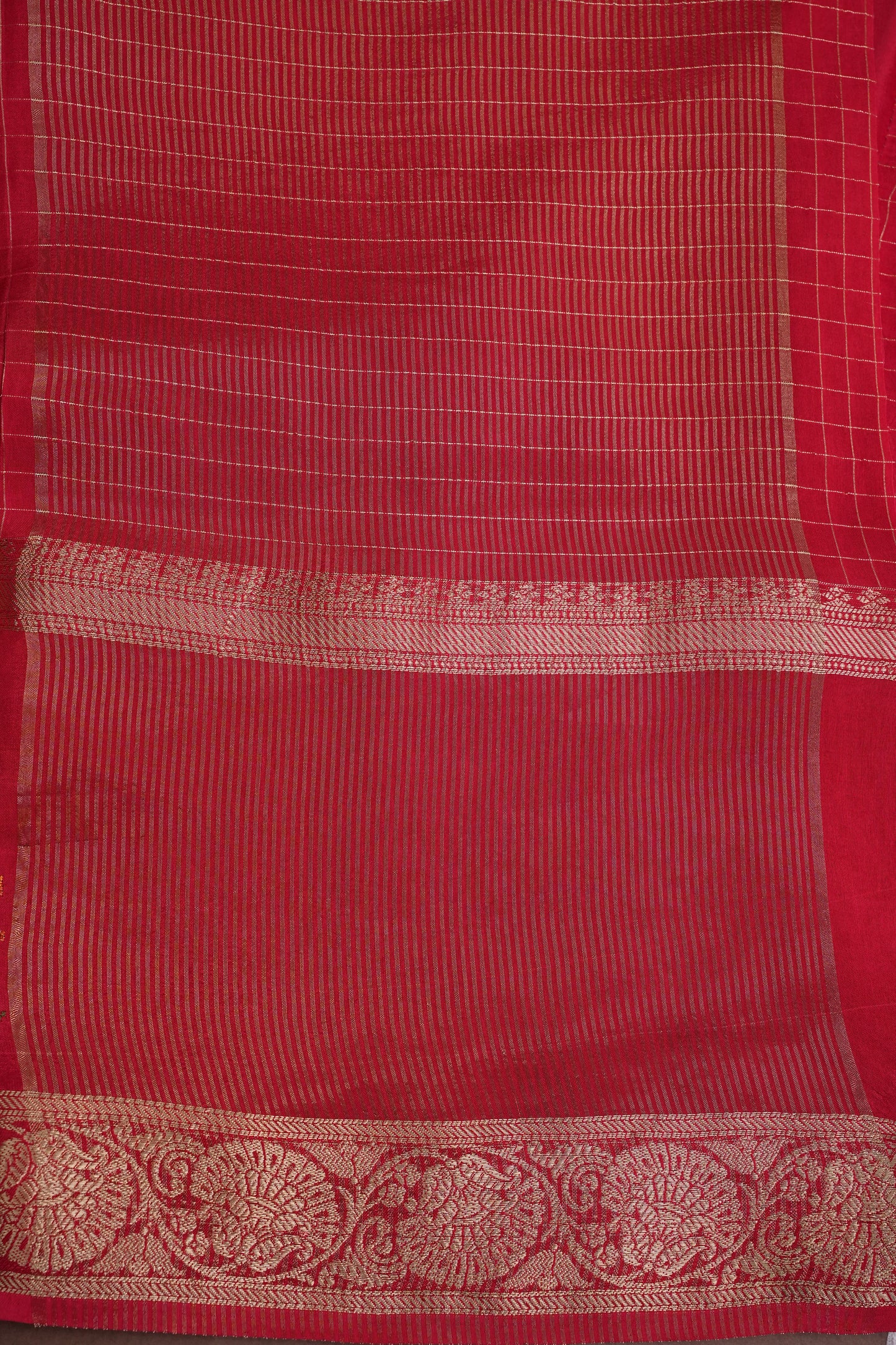 Crepe Silk Saree with Embroidered Border - Red