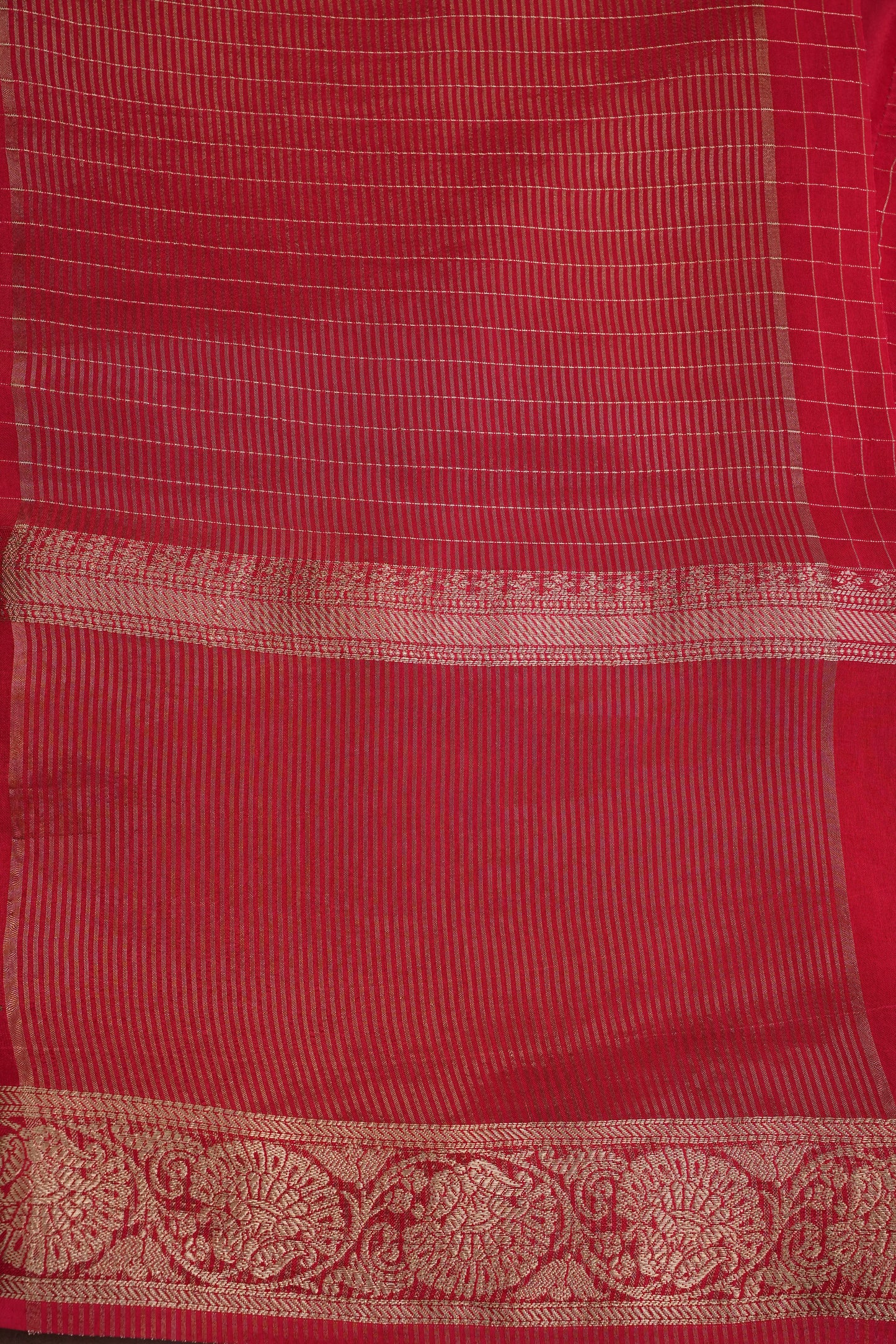 Crepe Silk Saree with Embroidered Border - Red