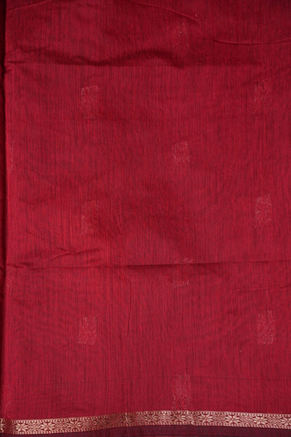 Maheshwari Silk Cotton Saree - Bottle Green & Red
