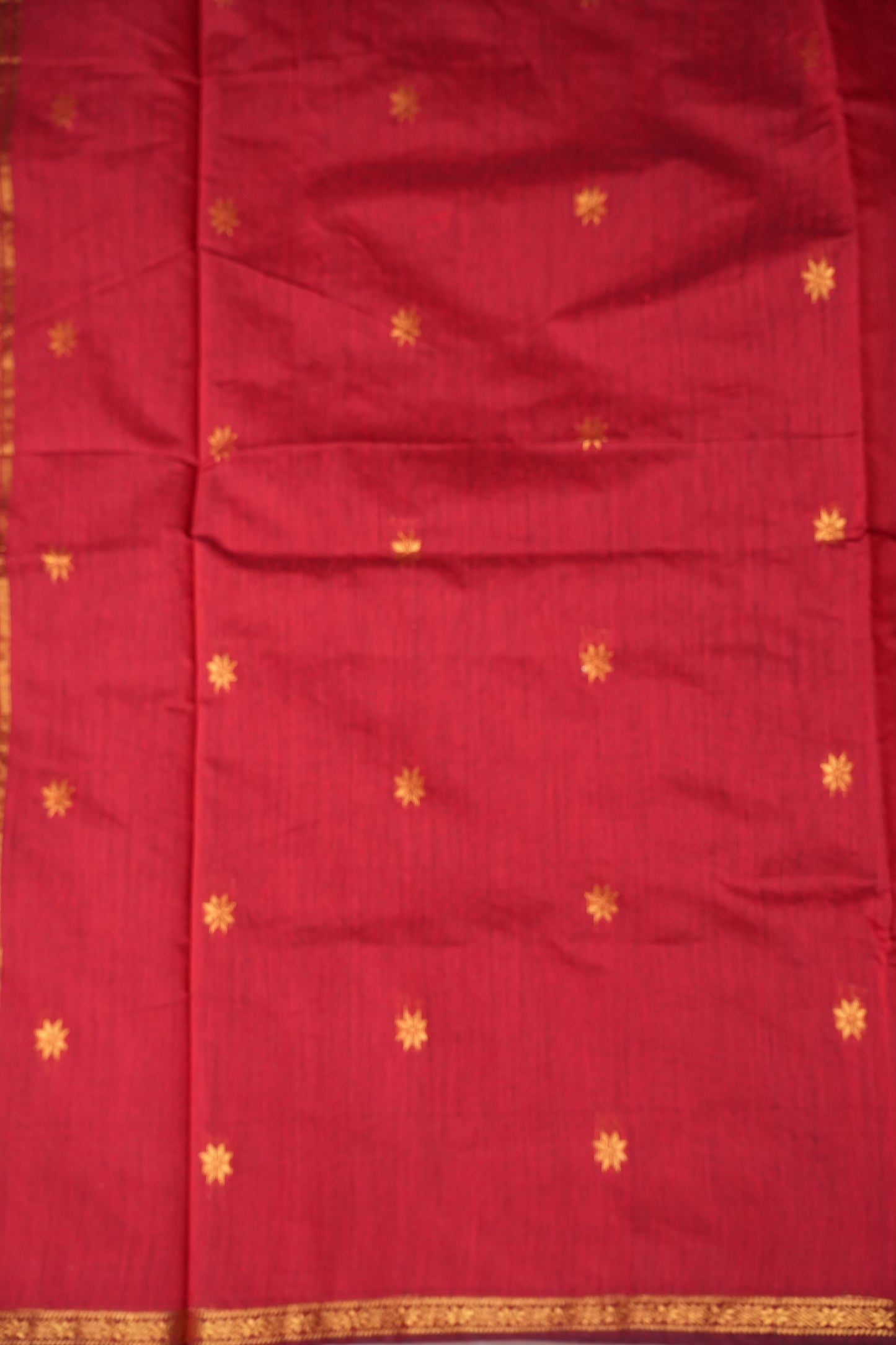 Maheshwari Silk Cotton Saree - Rama Green & Red