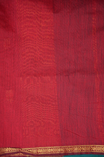 Maheshwari Silk Cotton Saree - Rama Green & Red