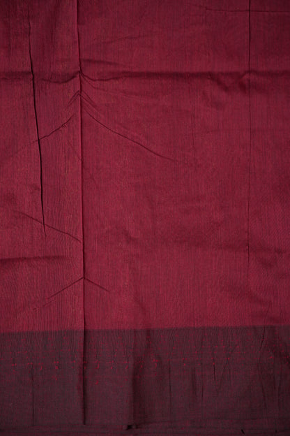 Temple Border Silk Cotton Saree - Mustard and Maroon