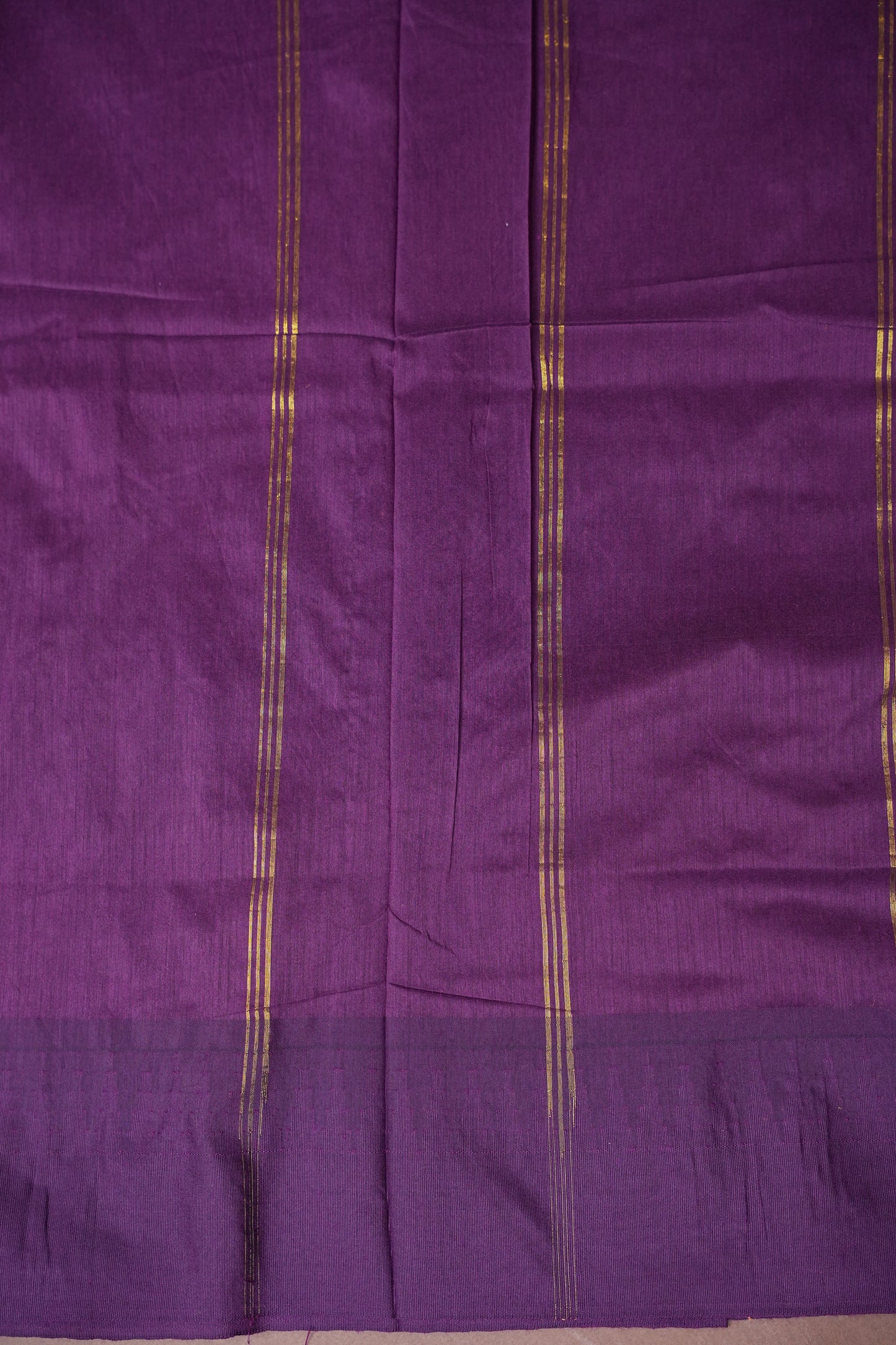 Temple Border Silk Cotton Saree - Peach and Purple