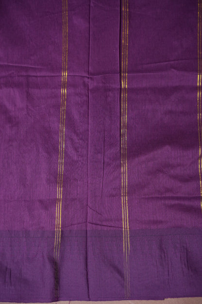 Temple Border Silk Cotton Saree - Peach and Purple