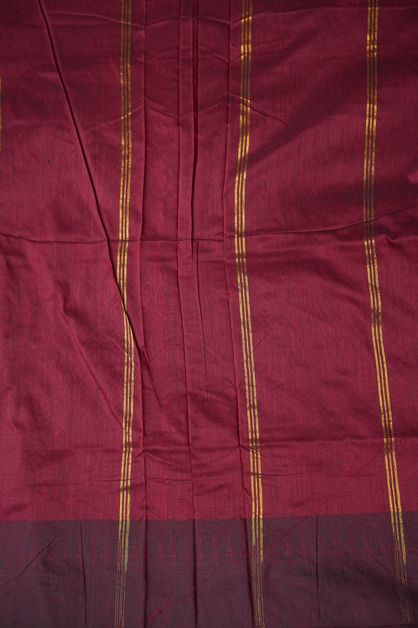 Temple Border Silk Cotton Saree - Orange and Maroon