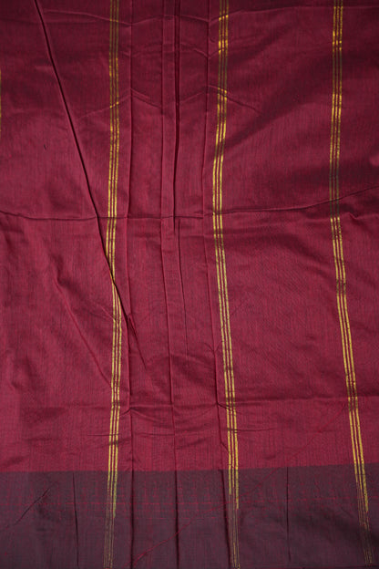 Temple Border Silk Cotton Saree - Orange and Maroon