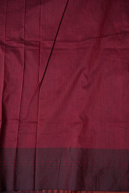 Temple Border Silk Cotton Saree - Orange and Maroon