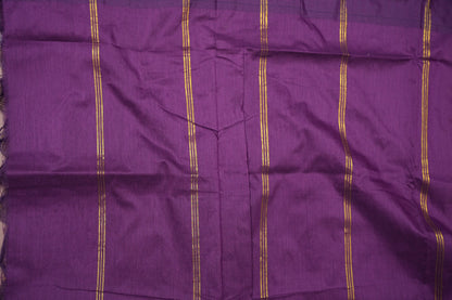 Temple Border Silk Cotton Saree - Peach and Purple