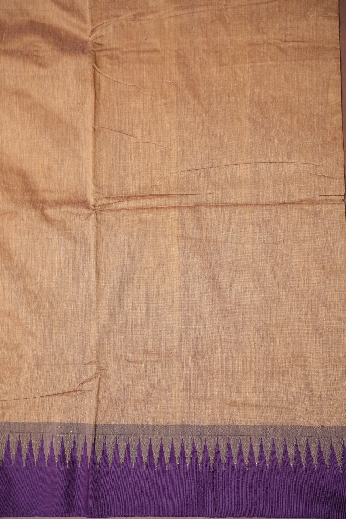Temple Border Silk Cotton Saree - Peach and Purple