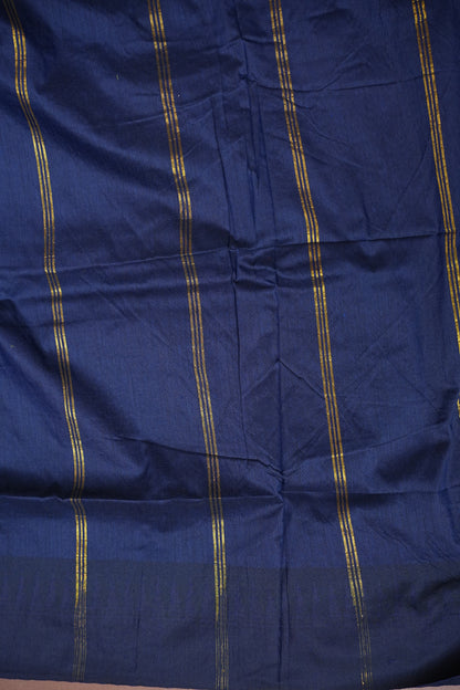 Temple Border Silk Cotton Saree - Green and Blue