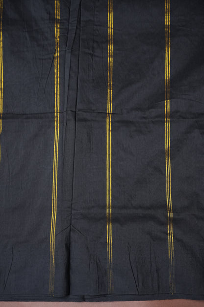 Temple Border Silk Cotton Saree - Pink and Black