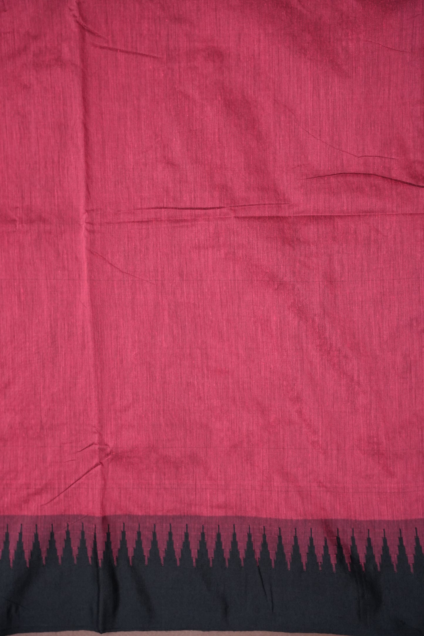 Temple Border Silk Cotton Saree - Pink and Black