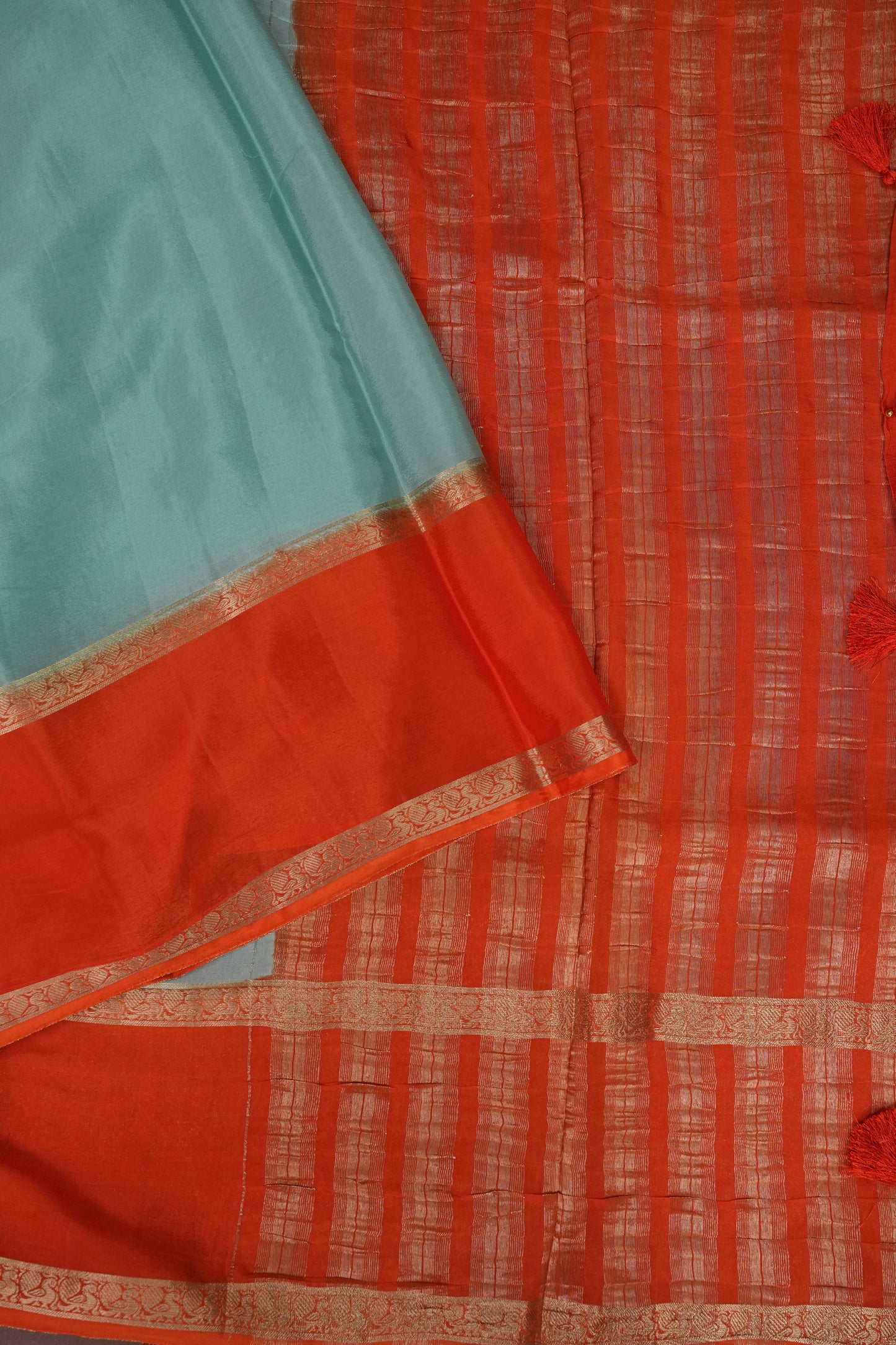 Crepe Silk Saree - Aqua Blue