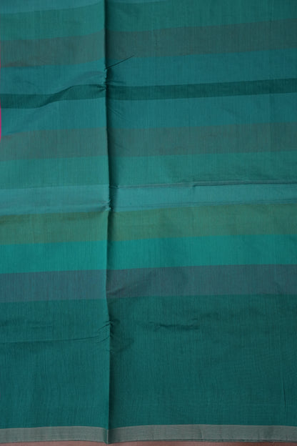 Checkered Cotton Saree - Turquoise Blue