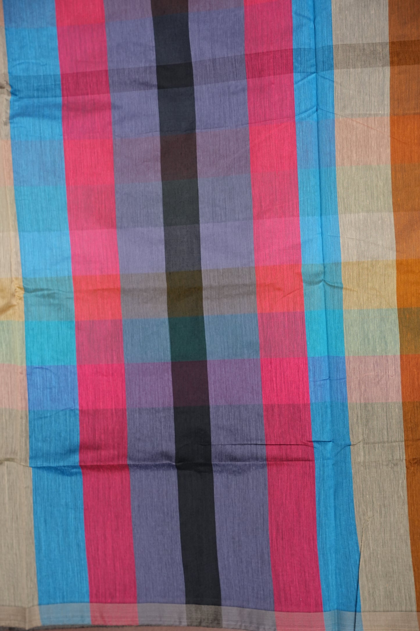 Checkered Cotton Saree - Black