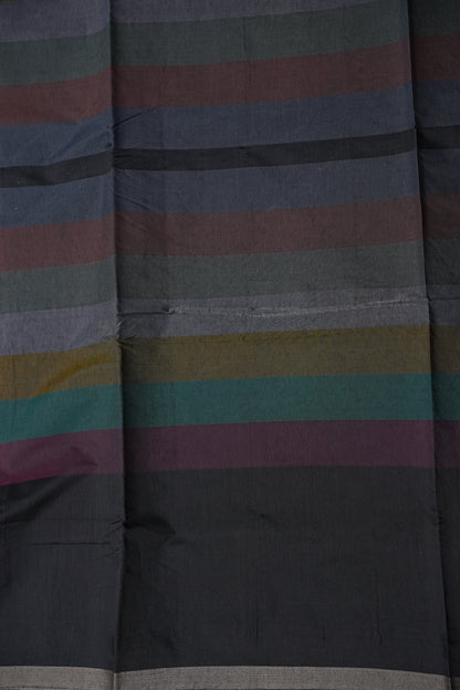 Checkered Cotton Saree - Black
