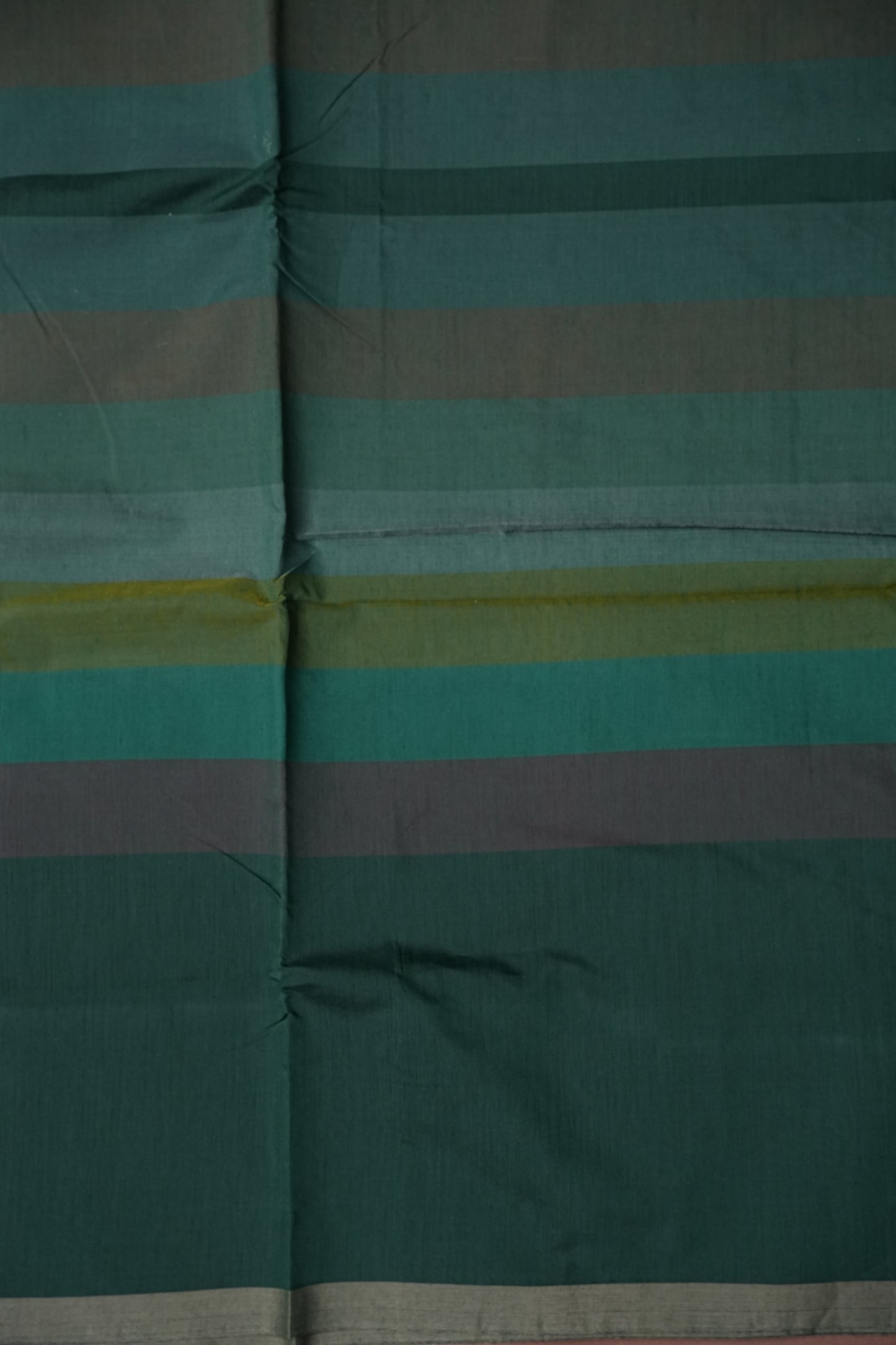 Checkered Cotton Saree - Bottle Green