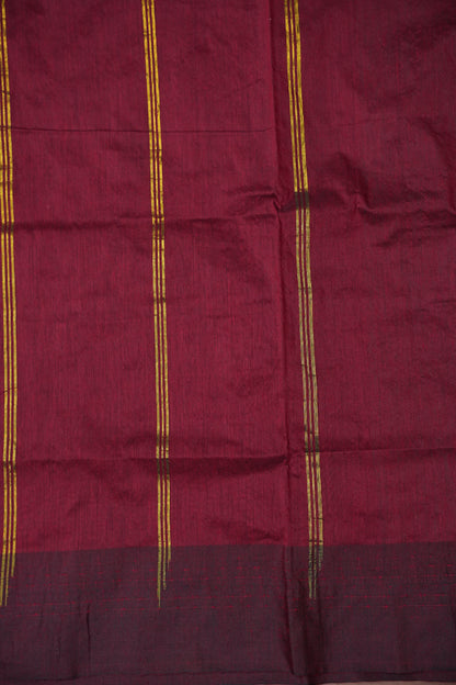 Temple Border Silk Cotton Saree - Rama Green and Maroon