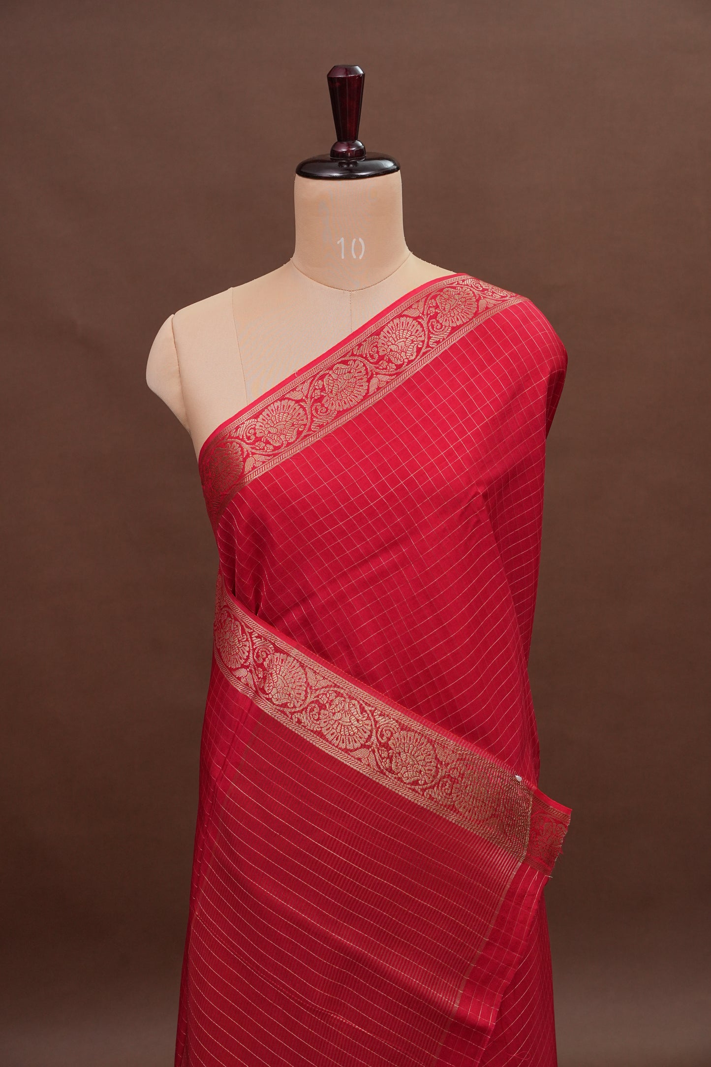 Crepe Silk Saree with Embroidered Border - Red