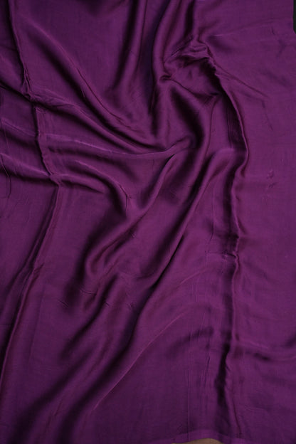 Pure Modal Silk Saree With Ajrakh Printed Pallu - Brinjal Purple