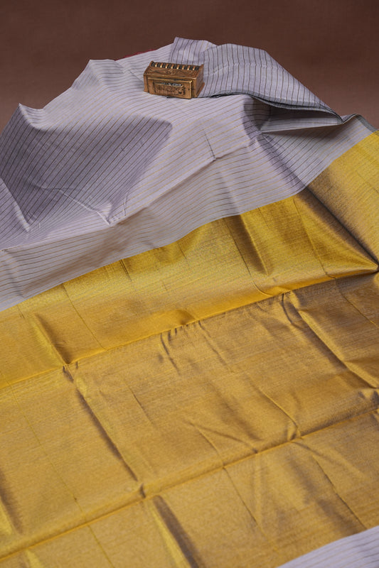 Tissued Silk Cotton Saree - Grey and Gold