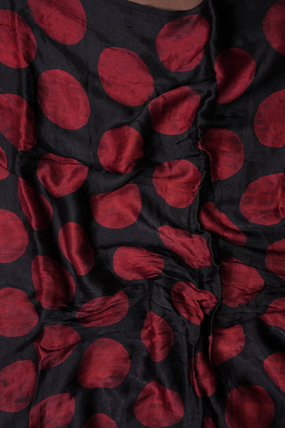 Pure Modal Silk Saree in Geometric Pattern – Black & Red