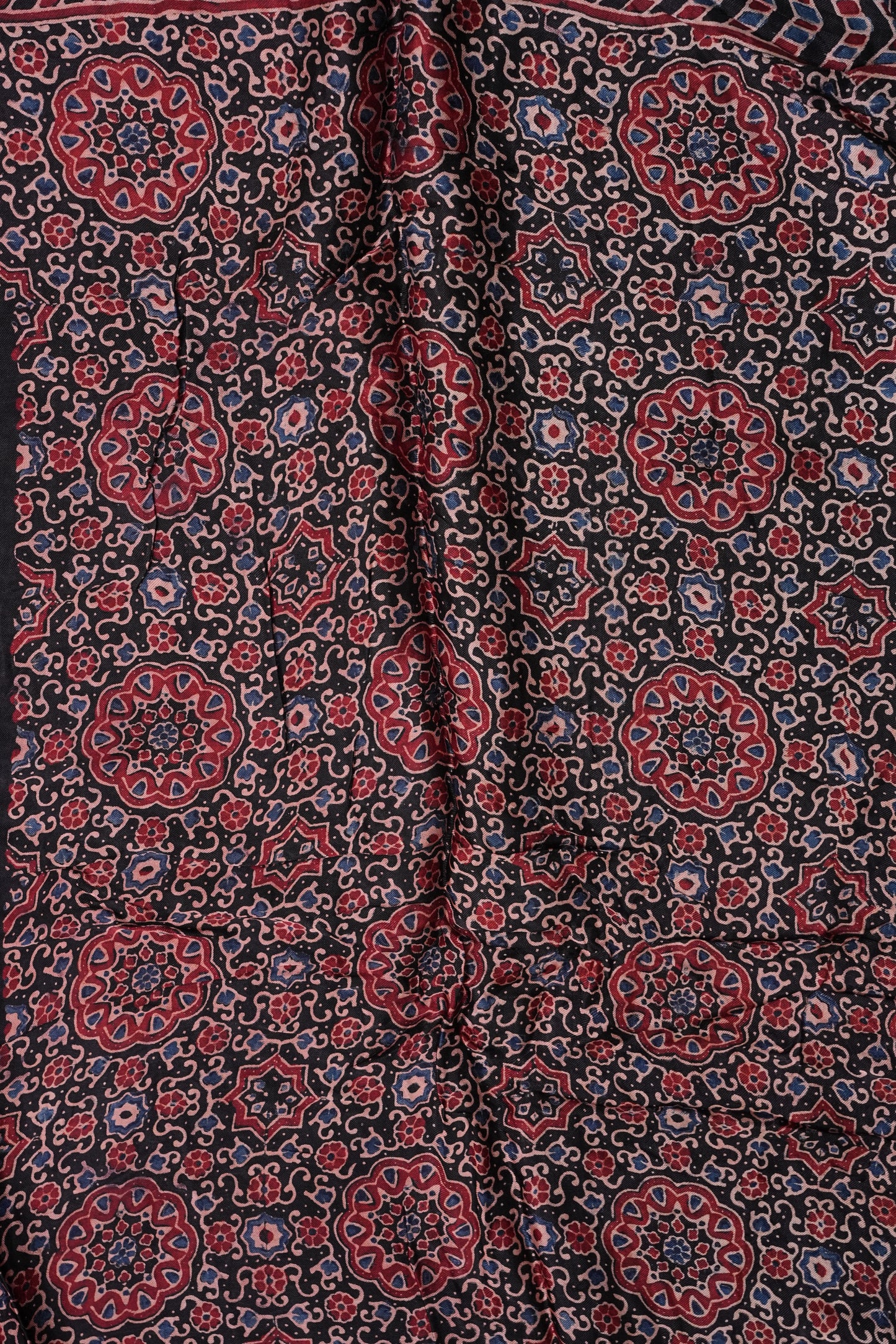 Pure Modal Silk Saree in Geometric Pattern – Black & Red