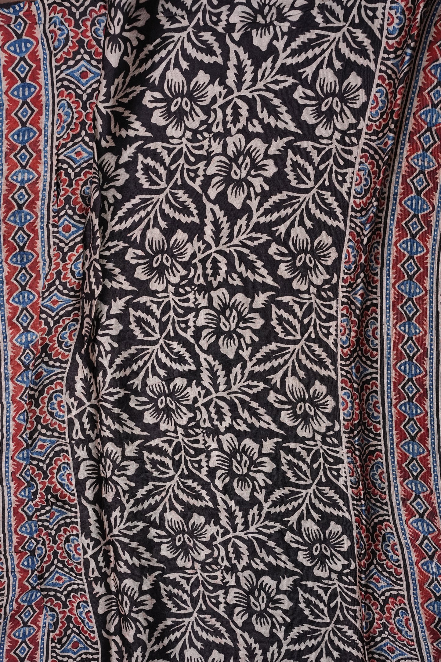 Pure Modal Silk With Block Prints Saree – Black