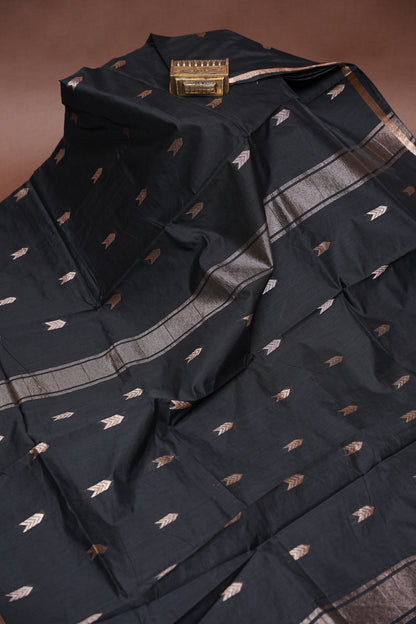 Maheshwari Silk Cotton Saree - Black