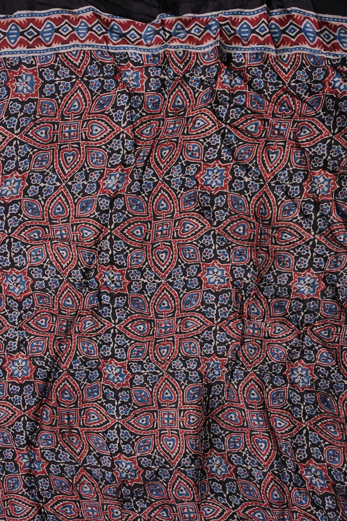 Pure Modal Silk With Block Prints Saree – Black