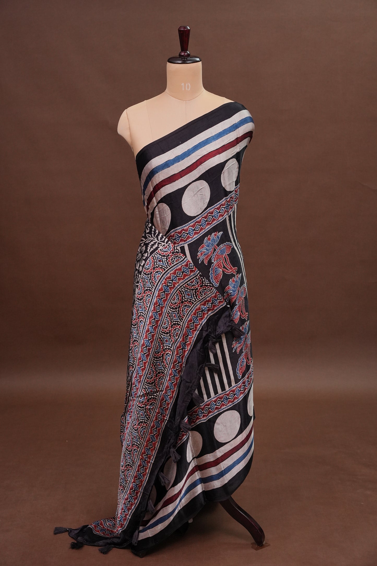 Pure Modal Silk With Block Prints Saree – Black